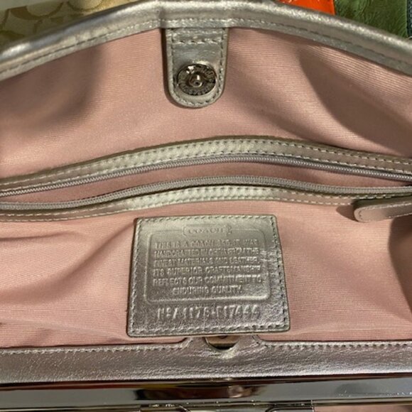 Coach #F17444 Khaki Monogram Canvas Multicolor Leather Stripe Doctors Bag Purse - Picture 11 of 12